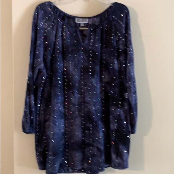 JM Collection Tops - JM Collection Sequin Tie-Dyed blouse
